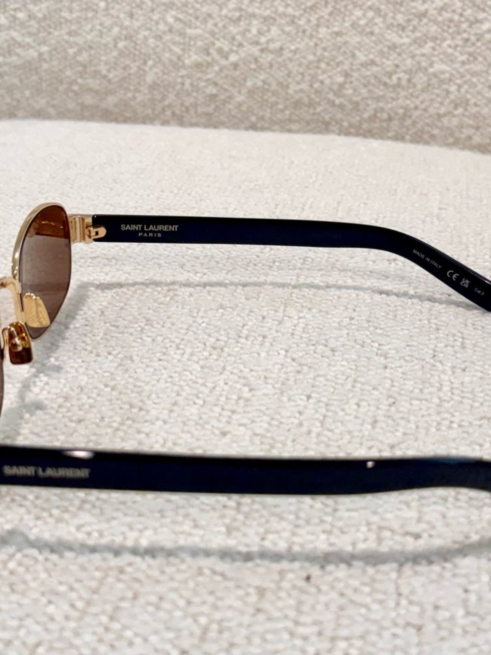 Yves Saint Laurent Gold Frame Sunglasses with Brown Lenses and Black Temples - Picture 10 of 12